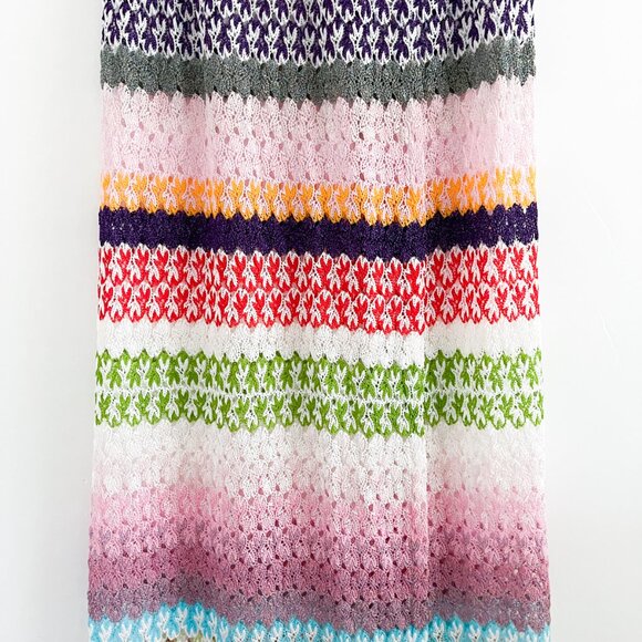 MISSONI Metallic Crochet Knit High-rise Maxi Skirt In Multicolored Slit Coverup - Picture 8 of 15